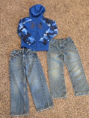 Size 7 Bundle. Under Armour Royal Blue Hoodie with Blue Camo Sleeves.